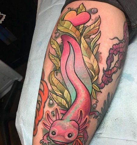 New School小臂蝾螈纹身图案