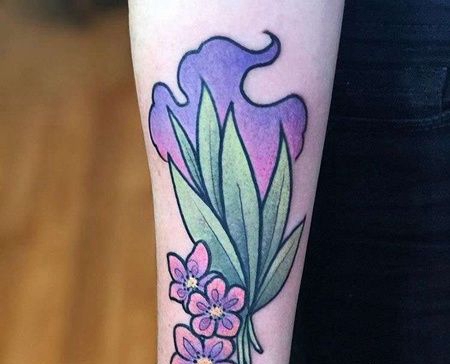 New School小臂草纹身图案