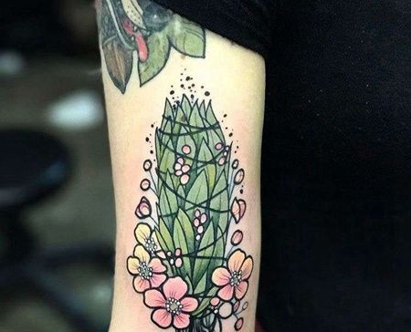 New School大臂草纹身图案