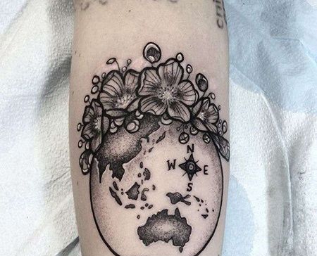 New School小臂地球纹身图案