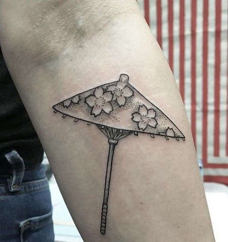 线条小臂伞纹身图案