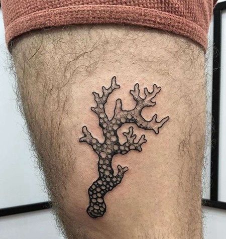 大腿珊瑚纹身图案