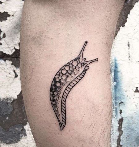 线条小腿蛞蝓纹身图案