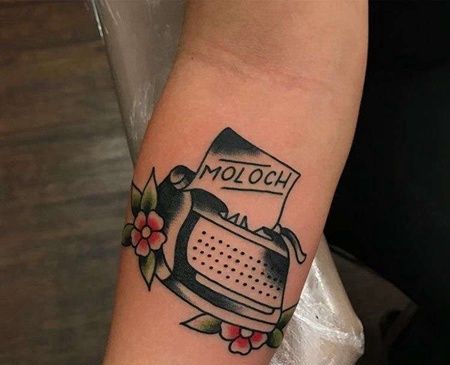 Old School小臂打印机纹身图案