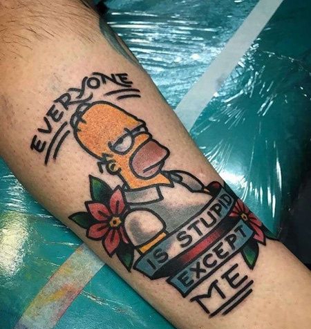 Old School小臂辛普森纹身图案