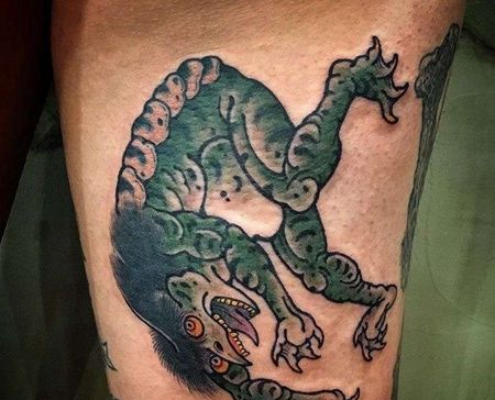 日式大腿河童纹身图案