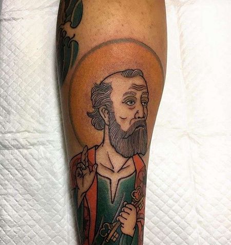 日式小腿人像纹身图案