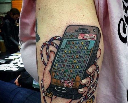 日式小腿手机纹身图案