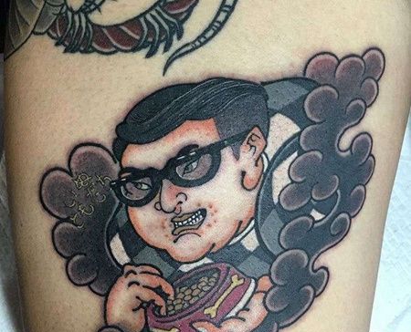 日式大腿人像纹身图案