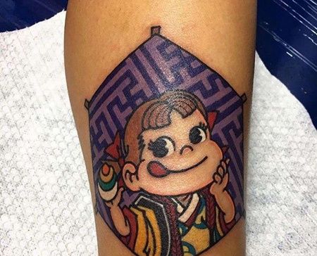 日式小腿不二家纹身图案