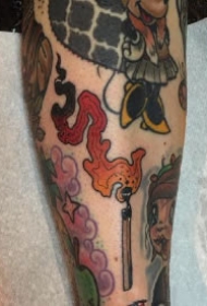 打火机火柴抽烟主题的的一组9款纹身图片