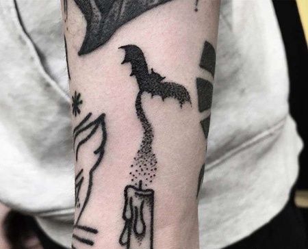 小清新小臂蜡烛纹身图案