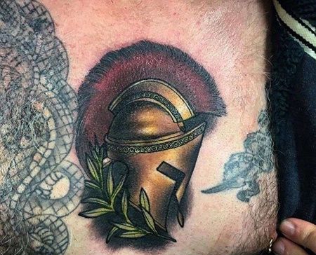 New School前胸头盔纹身图案