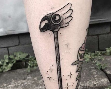 小腿魔法棒纹身图案