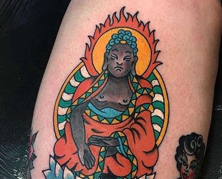 日式大腿佛纹身图案