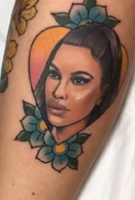 纹身人像图案 school风格的一组人像刺青图片