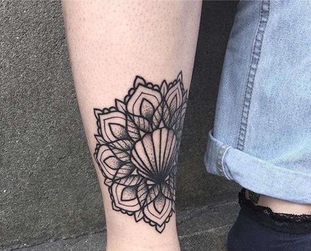 几何小臂贝壳繁花纹身图案