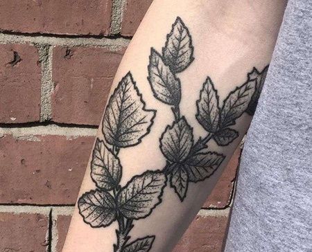 Old School小臂叶子纹身图案
