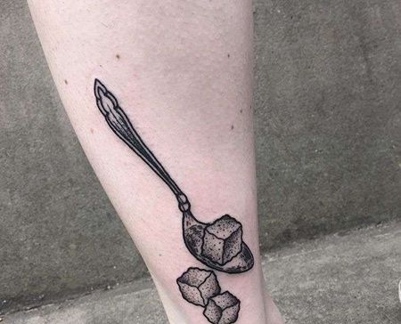 Old School小腿勺子纹身图案