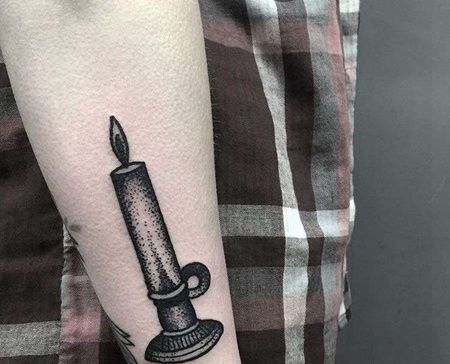 Old School小臂蜡烛纹身图案