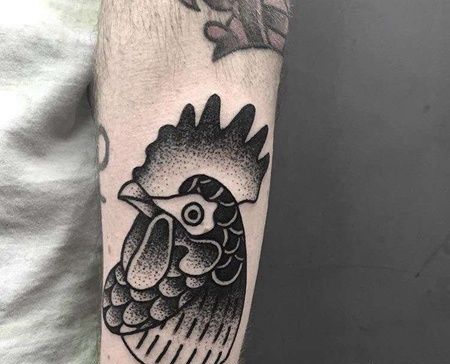 Old School小臂公鸡纹身图案