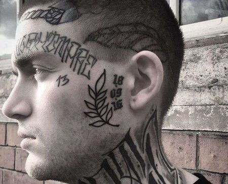 Old School脸部叶子纹身图案