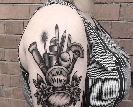 Old School大臂化妆品纹身图案