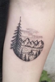 山水纹身 9款小清新写意山水纹身图案