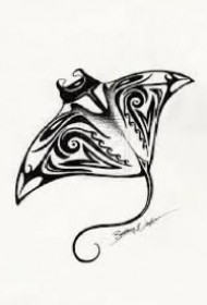 蝠鲼纹身 9款大海里的魔鬼鱼蝠鲼纹身图片