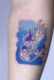 治愈系的一组蓝色纹身作品图片