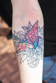 漂亮的15款千纸鹤等折纸纹身作品