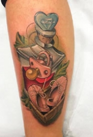 一组可爱的卡通彩色系纹身图案