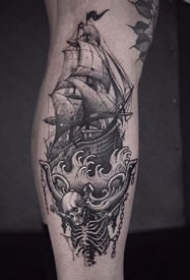 一组青岛刺青黑灰纹身图案