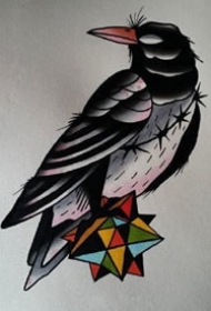 18款彩色的school乌鸦主题纹身手稿图片