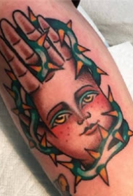 一组经典的oldschool风格的彩色纹身图案