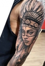 印第安人元素的9款花臂纹身作品图案