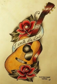 吉他纹身 几款吉他的纹身作品和手稿图片