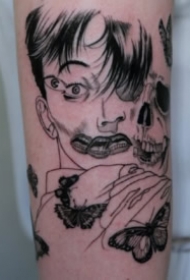 伊藤润二风格的9款富江恐怖漫画纹身图案