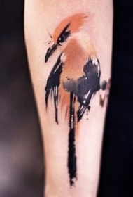 水墨中国风的一组小鸟纹身图片