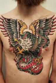 一组oldschool风格的花胸纹身图案