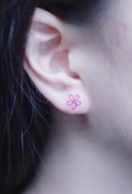 一组小清新女生彩色纹身图案