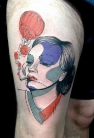创意色块的9款抽象女郎纹身图片