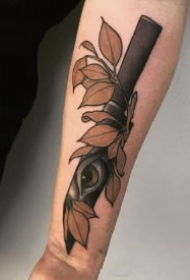 school风格的一组小刀匕首纹身作品