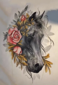 骏马主题的一组纹身马手稿和图片