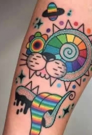 精美的一组抽象彩色纹身图案作品