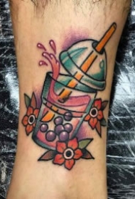 珍珠奶茶主题的9款饮料纹身作品 吃货必备