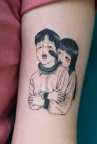 一组可爱的黑色情侣纹身图案