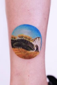 一组可爱的圆形彩色纹身图案