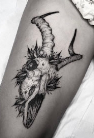 动物头骨骼主题的一组纹身图片赏析