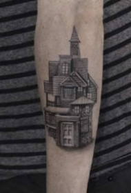 房子纹身 一组纪念房子和建筑的纹身作品图